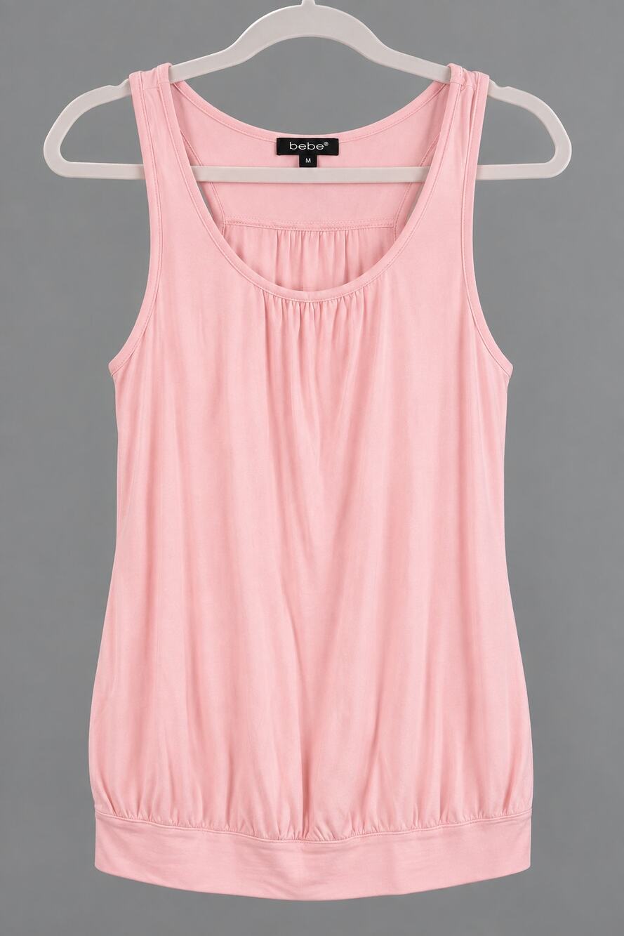 Traleubie Women's Pink Ruched Bubble Hem Tank Top Size S Y2K Style